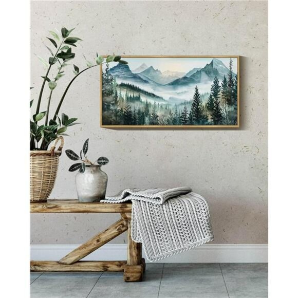 Vintage Mountain Landscape Wall Art Set Rustic Nature Framed Decor 8x16 - Picture 2 of 7